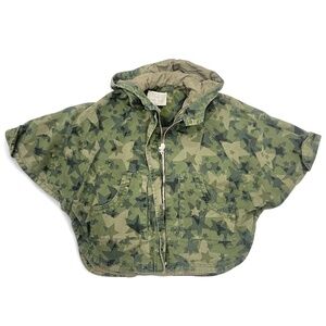 ZARA Star Camo Green Zip Hooded Poncho 5/6